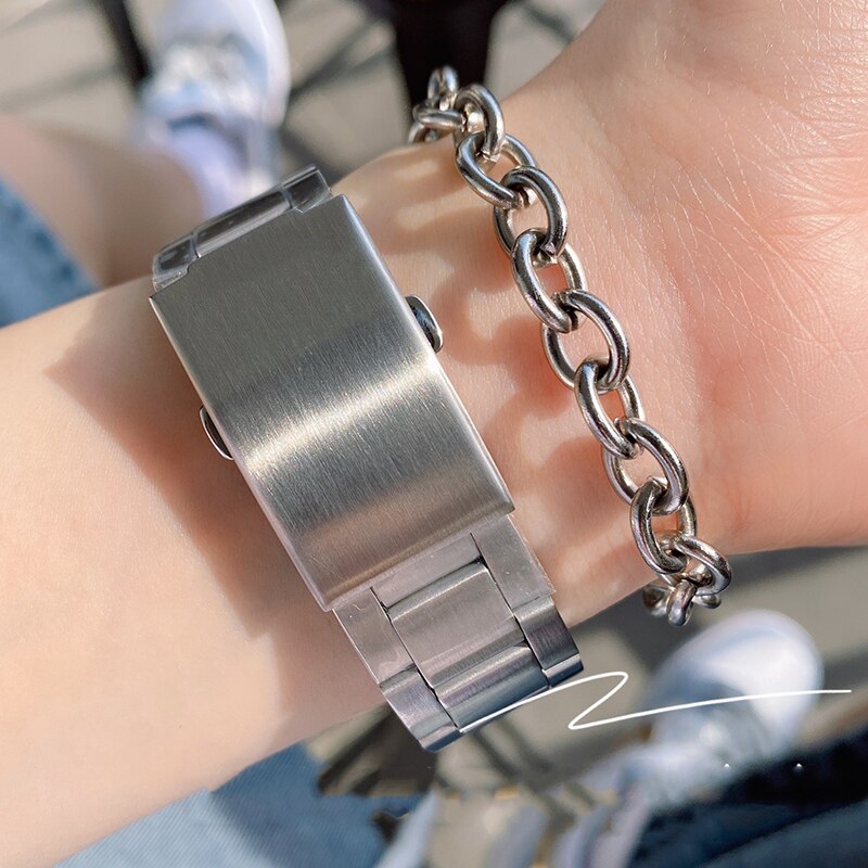 Men Watches Waterproof LCD Colorful Cold Light Watch Stainless Steel Digital Watch 5 Alarm Clock World Time Watches