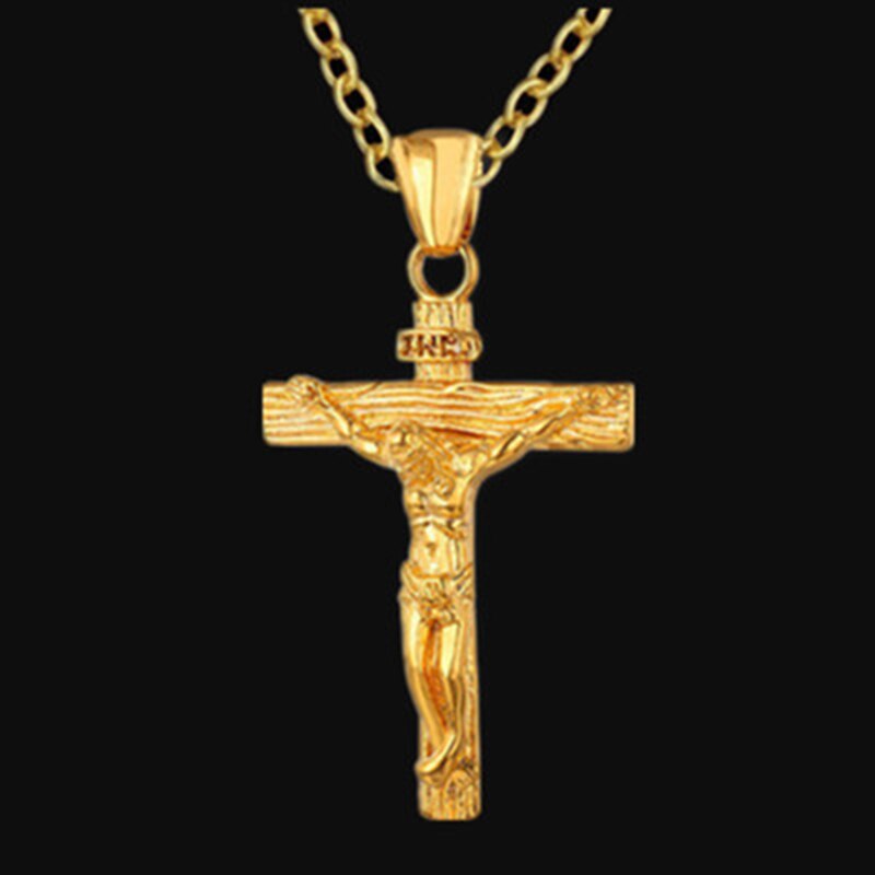 Religieuze Jesus Cross Ketting Voor Mannen Gold Kleur Cross Hanger Met Ketting Ketting Sieraden Voor Mannen