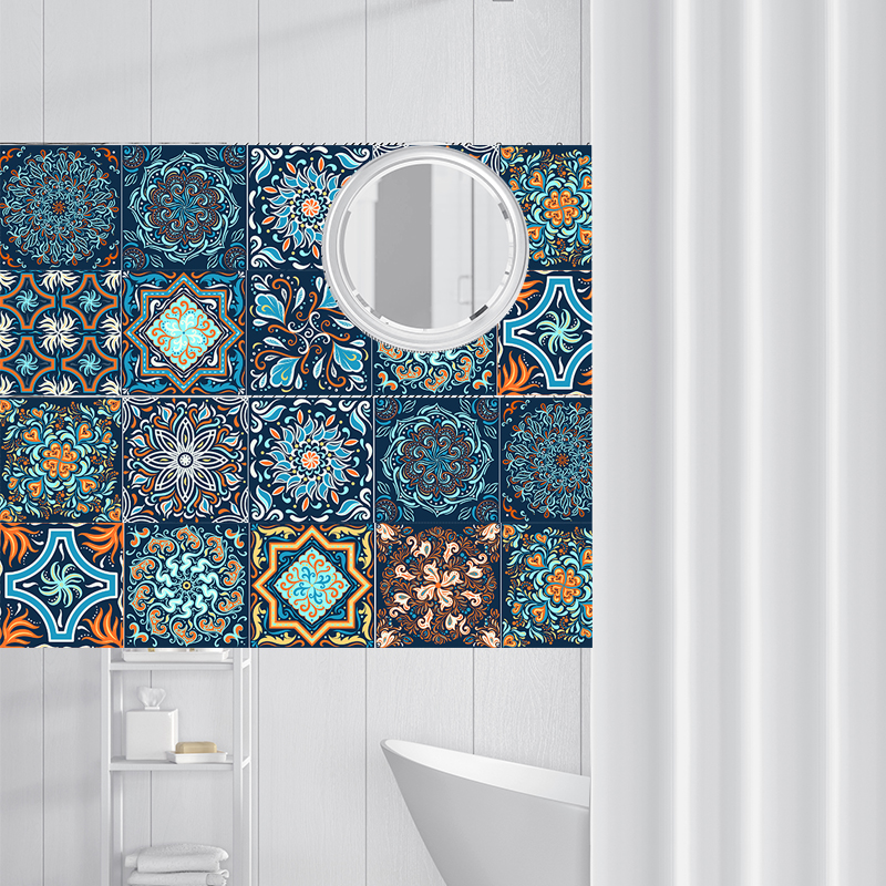 Mandala autoadhesivo árabe, pegatinas de pared, Anti aceite, impermeable, azulejos de imitación, cocina, decoración de baño, arte de pared