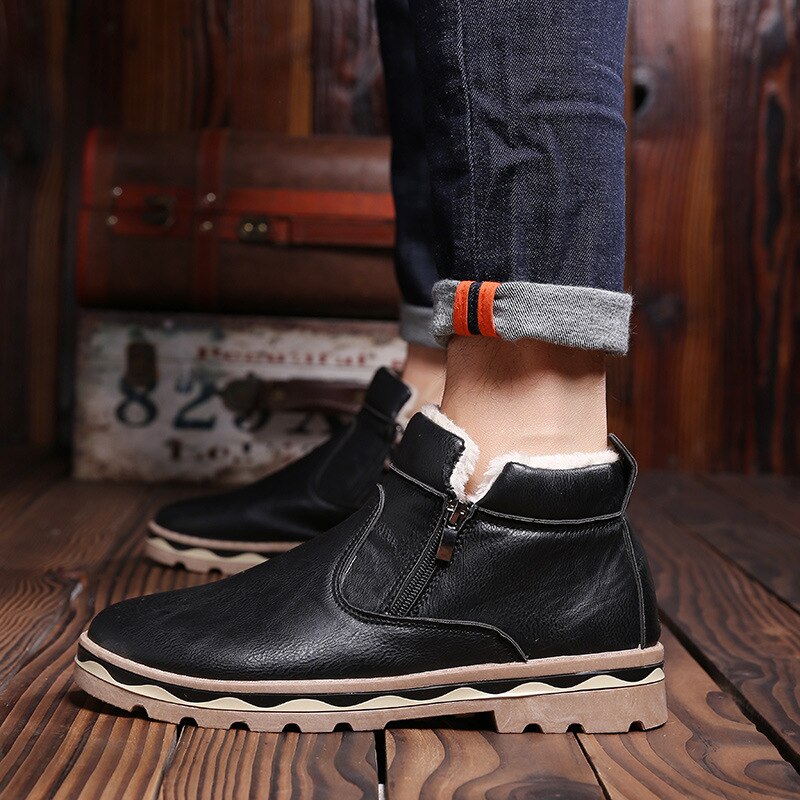 Mode Mannen Snowboots Leer Heren Outdoor Wandelen Boot Winter Boot Casual Schoenen Sneakers Mans Werk Veiligheid Comfortabele Enkel