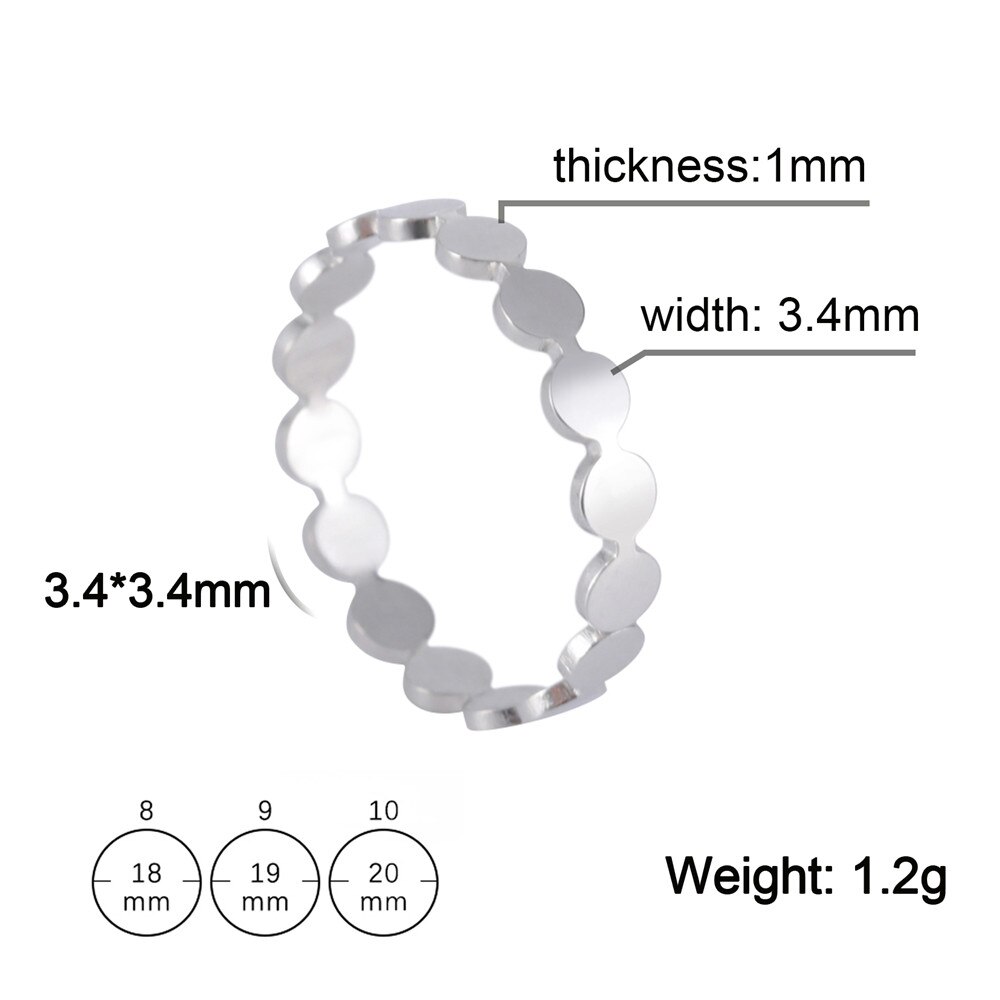 Skyrim Geometric Round Minimalist Rings for Women Girls Gold Color Stainless Steel Ring Wedding Party Jewelry: 11 / silver