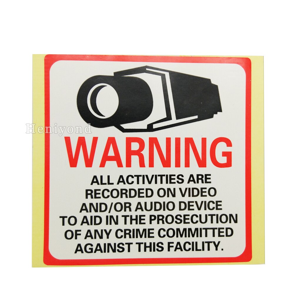 16PCS Warning Sign Sticker 80mmx80mm Protection Premium CCTV Security Sticker Camera System Video Security Decals Posted