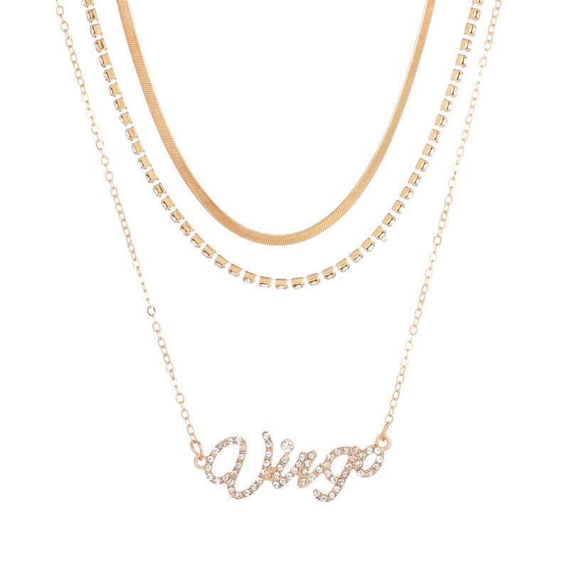 3 Stk/set Multilayer Sterrenbeeld Hanger 12 Constellation Ketting Horoscoop Ram Leeuw Schorpioen Snake Chain Choker Verjaardag Sieraden: Virgo