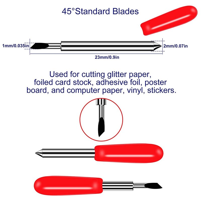 50 Stuks Vervanging Messen Voor Cricut Verkennen Air 2 /Air 3/Maker Uitdrukking, 45 Graden Standaard Fine Point Blades