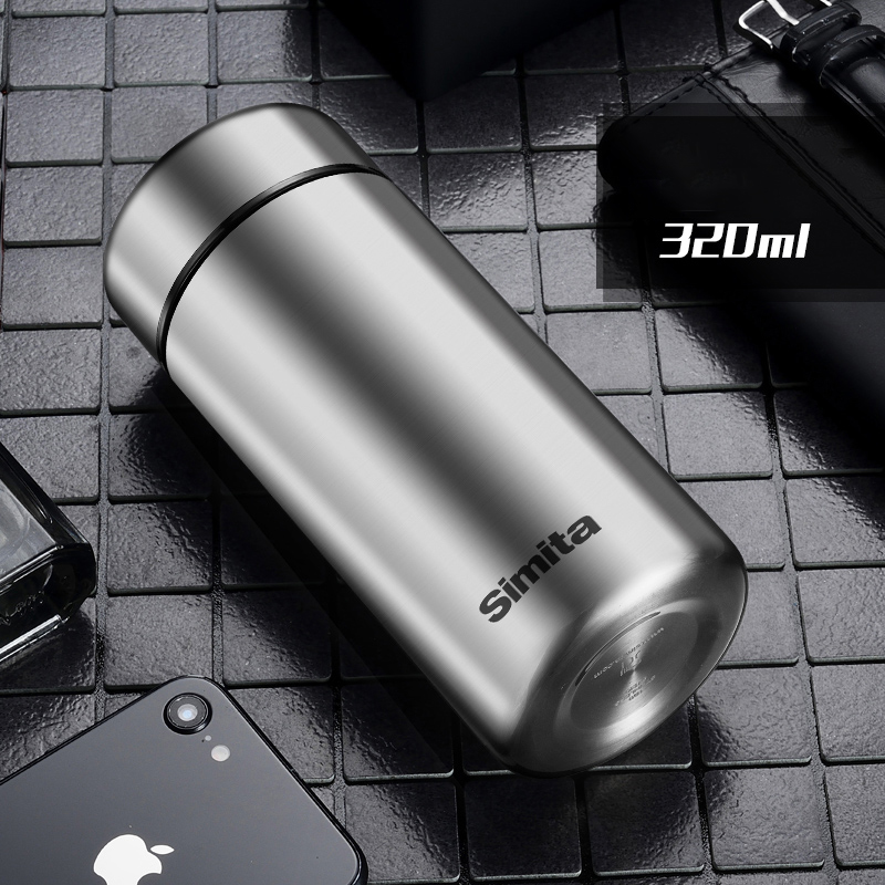 Simita-termo de acero inoxidable de doble pared, taza de café, tamaño portátil con filtro de té, estilo de negocios para , 320ml: Sliver