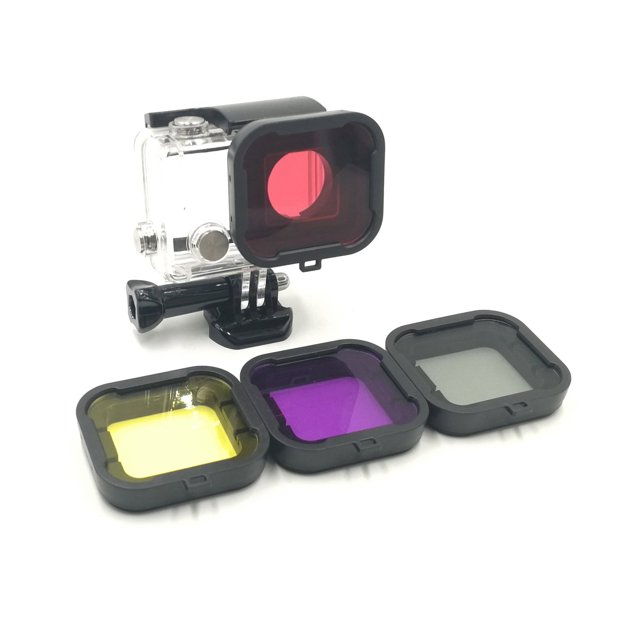 4 Stuks Geel Rood Paars Grijs Onderwater Duiken Filter Voor Gopro Hero 4 3 +