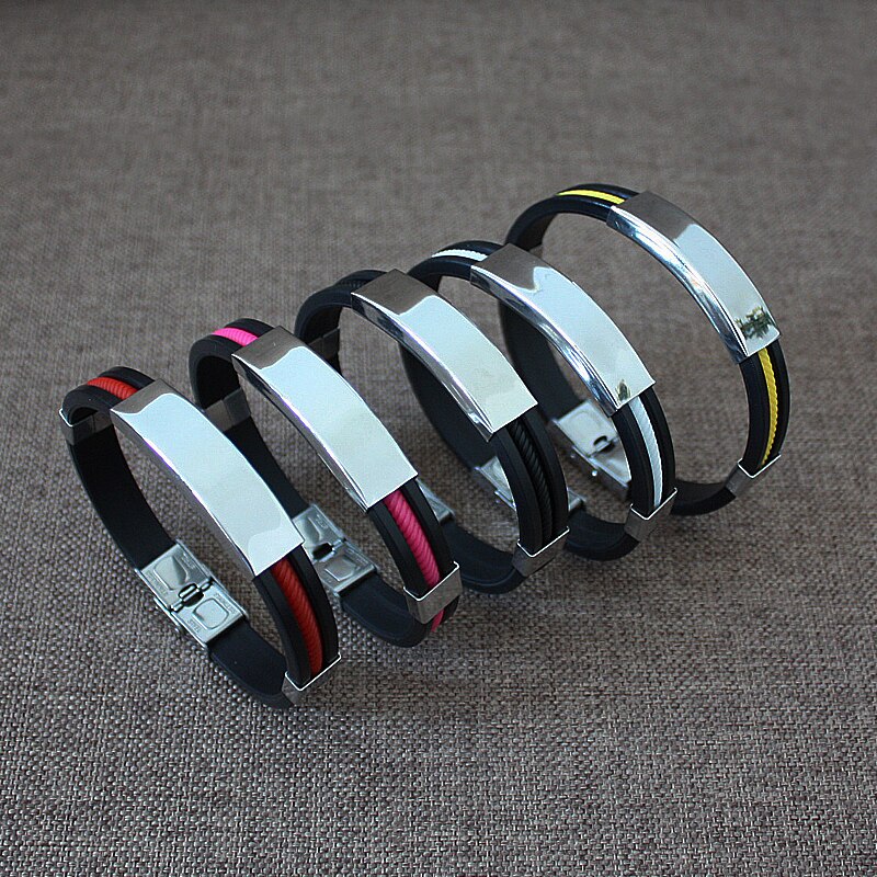 2022 Titanium Staal Rvs Accessoires Charm 5 Clolor Armband Siliconen Armband Man Mode Sieraden