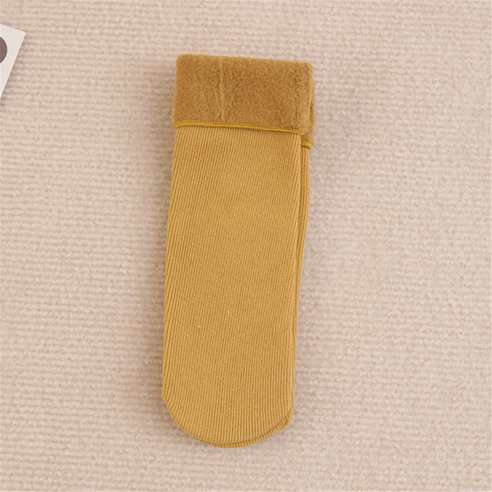 Women's Winter Thicken Warm Thermal Socks for women Solid Black soken Seamless Wool Floor Cashmere Home Snow Boots socks for men: C women