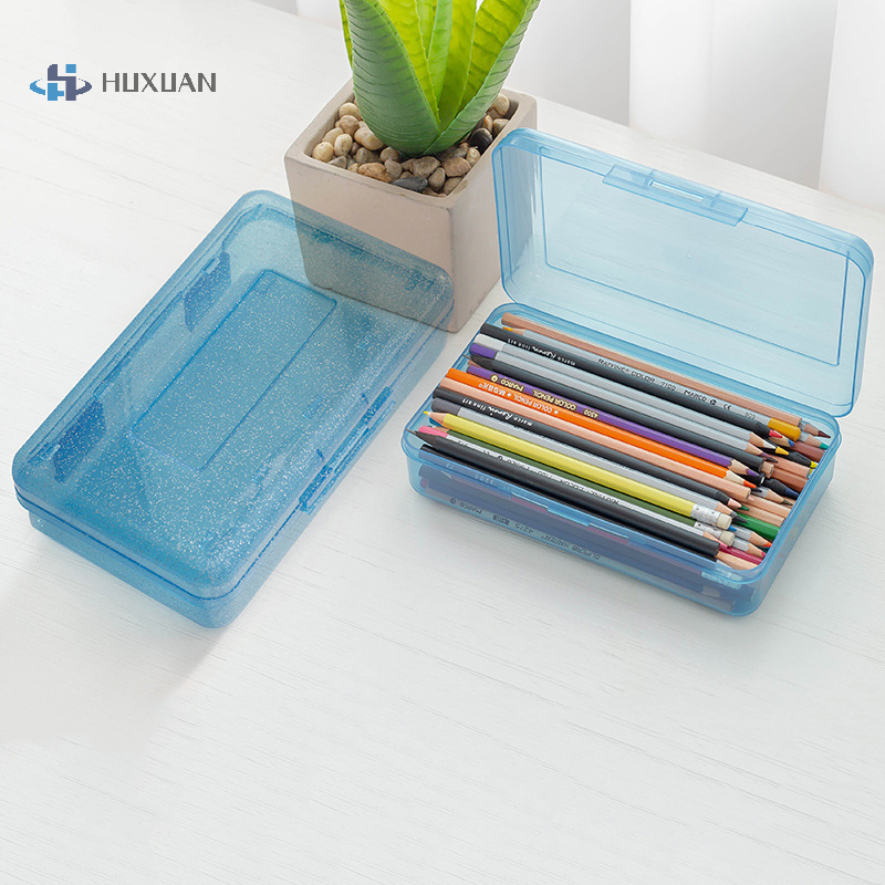 1pcs Transparent Pencil Box Hard Plastic Pencil Case Crayon Pen Box Sketch Pencil Case Stacking Office Supplies Organizer Box