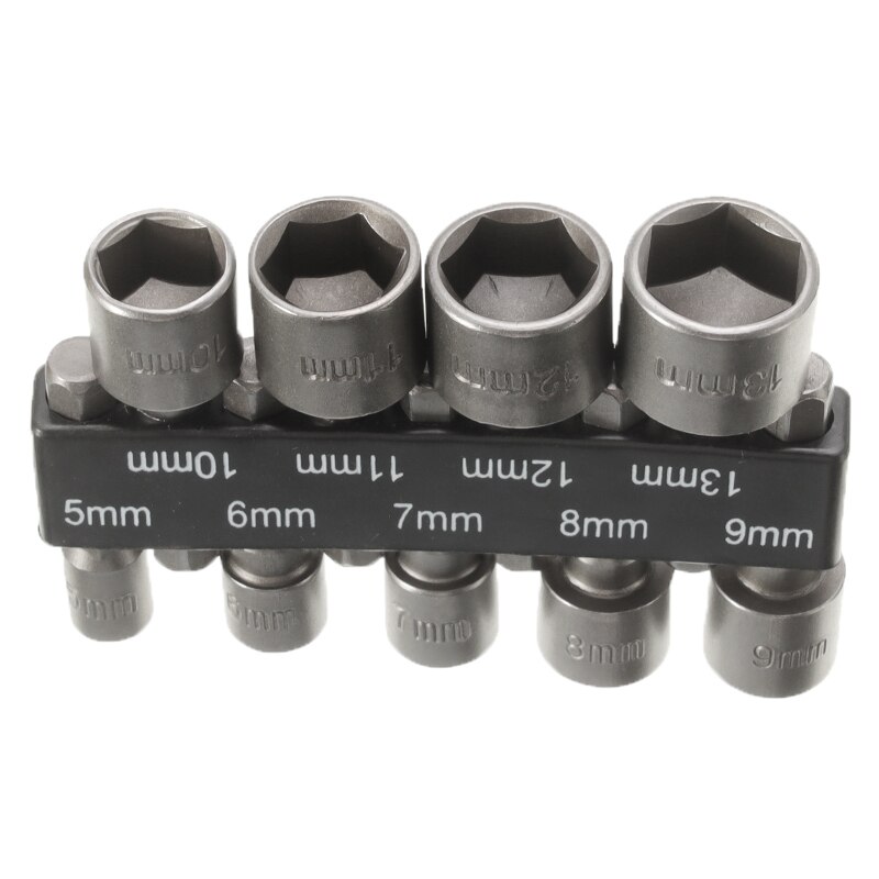 9pcs 5-13mm Hexagon Nut Driver Drill Bit Socket Sc – Grandado