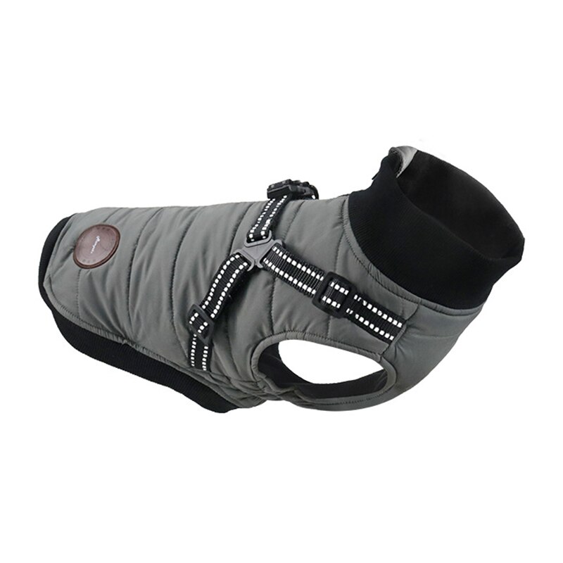 French Bulldog Jacket With Harness Winter Warm Dog Clothes For Small Medium Dogs Waterproof Pet Coat Chihuahua Pug Teddy Outfits: Gray / XL