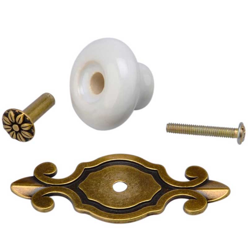 antiguo porcelana Tiradores para muebles, pomos de puerta de muebles antiguo blanco de cerámica de oro asas para mobiliario metálico Tiradores para muebles, pomos 1pc