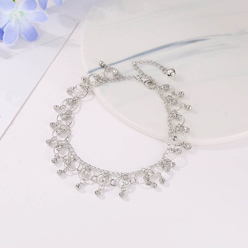 Mode Bohemen Kwastje Enkel Armbanden Voor Vrouwen Sexy Strass Hanger Voet Ketting Sieraden Strand Accessoires