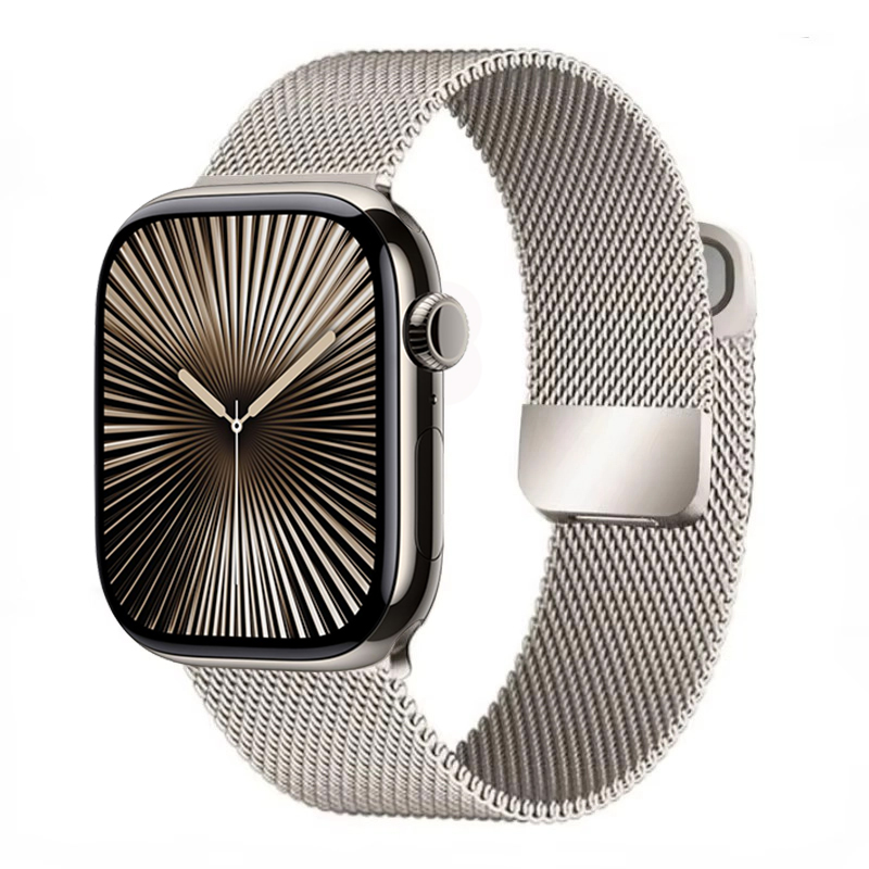 Correa milanesa para Apple Watch Ultra2 49mm 10 9 8 7 46mm 45mm 41mm 6 5 4 SE 44mm 40mm Metal magnético doble sección IWatch 3 42mm: Rosa verde / 16 mm