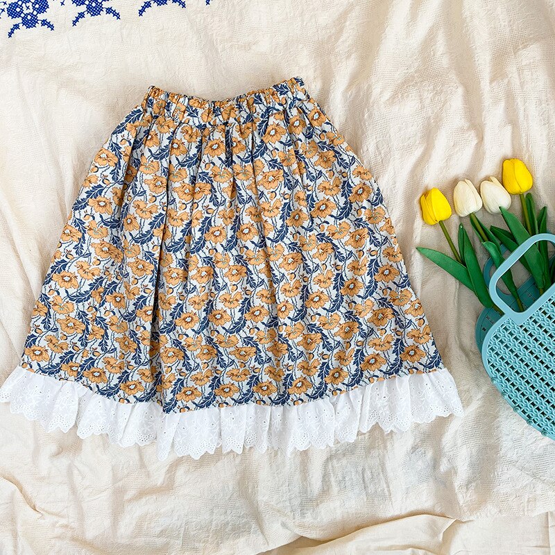 Spring Girls Floral Skirt Kids Cotton Skirts Girl Skirts