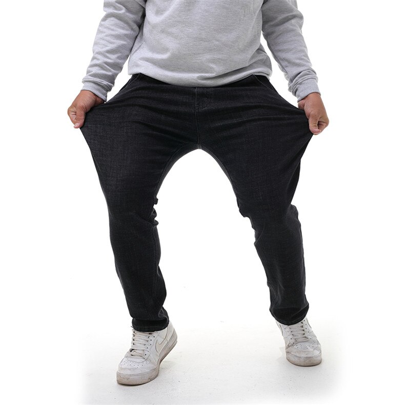 Plus size 44 46 48 50 52 heren casual stretch jeans business grote maten dansbroeken herenbroeken merk: Zwart / 36