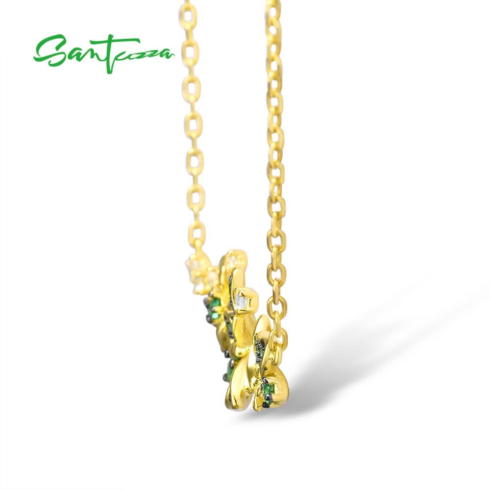 Santuzza Zilveren Ketting Voor Vrouw Echt 925 Sterling Zilver Goud Kleur Elegante Groene Vlinders Ketting Party Fijne Sieraden