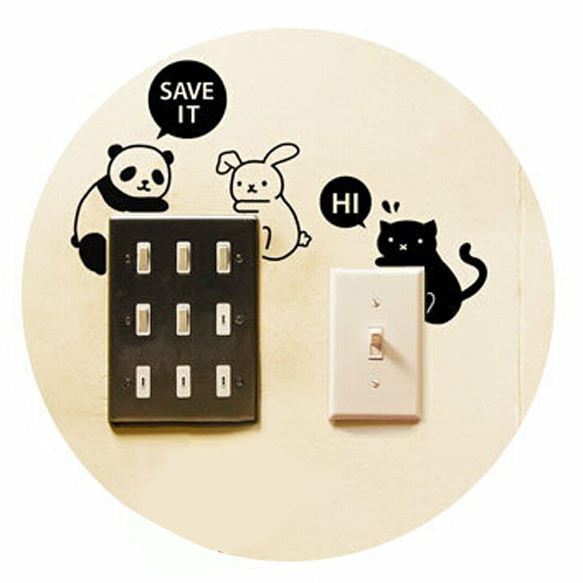 Cartoon Style Removable Home Light Switch Funny Wall Decal Vinyl Wall Stickers Waterproof Develop Power Saving Habits