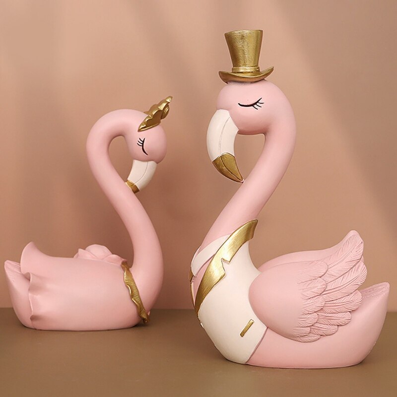 Symbole de Couple de flamands roses de cygne nordique, décoration créative pour la maison, salon, chambre à coucher, décoration de Table
