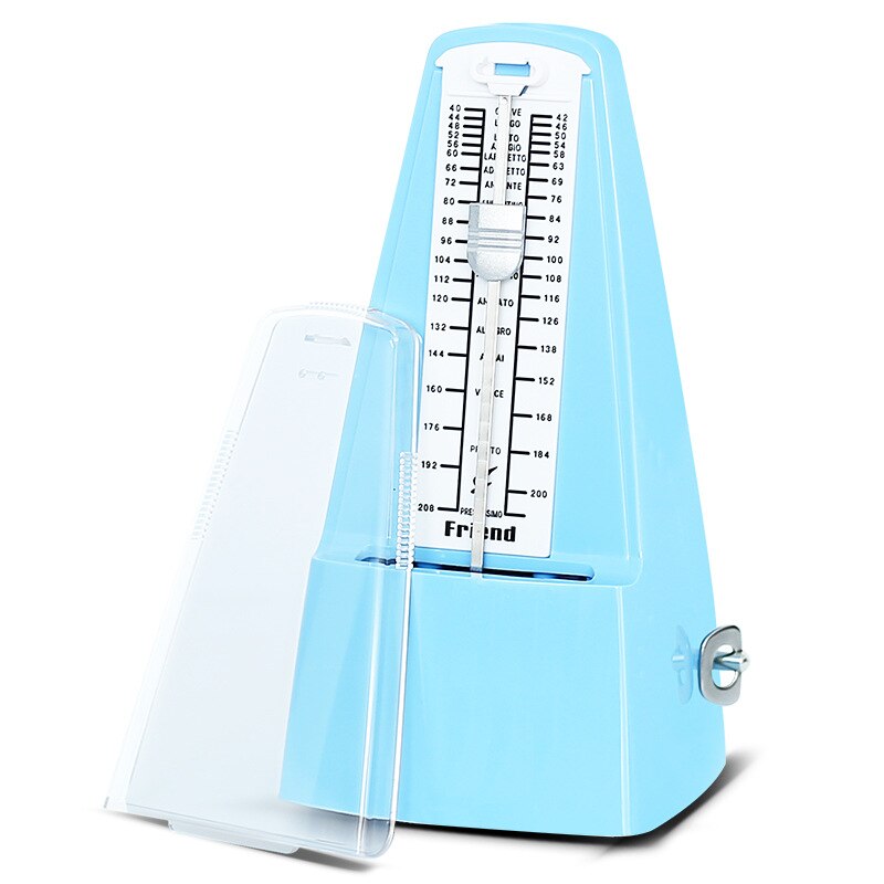Vintage metrónomo tipo torre en miniatura para guitarra, bajo, Piano, violín, metrónomo para guitarra, timbre, anillo, péndulo mecánico, accesorios: pure Blue