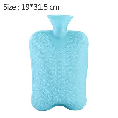 Water Bottle Solid Color Thick PVC Silicone Rubber Water Bottle Irrigation Hand Warmers Warm Palace Warm Bag: Blue-L