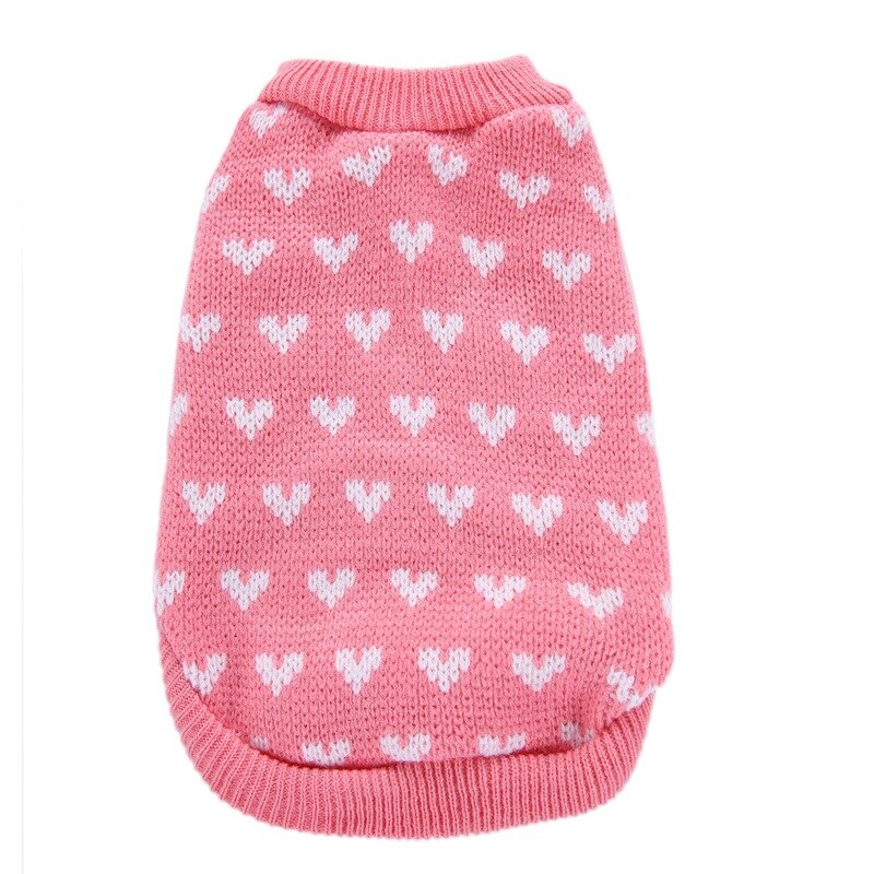 Kleine hondentrui kerst winter warm kostuum acryl trui breien haken kleding roze liefdeshart ronde hals kleding