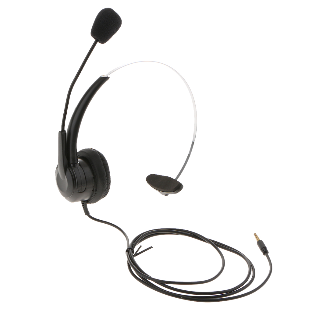 Monaural Headset with Mic, 3.5mm Plug, Compatible for Mobile Phone &amp; Laptop