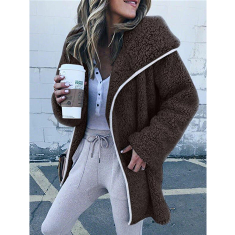 Vinter dame jakker kåpe dame varm genser cardigans dame fleece imitert pels hettegenser yttertøy manteau femme plus str.