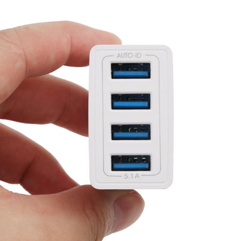4 Poorten Usb Charger Adapter 5V Eu Plug Mobiele Telefoon Universele Usb Travel Charger Met Indicatielampje Mobiele Telefoon accessoires