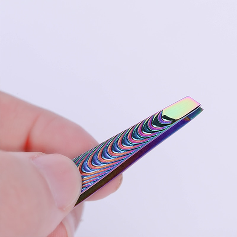 Pinza de cejas de colores camaleón, herramienta de maquillaje, removedor de pelo de Punta inclinada de acero inoxidable, Clip cosmético para ceja, herramienta de cuidado de belleza