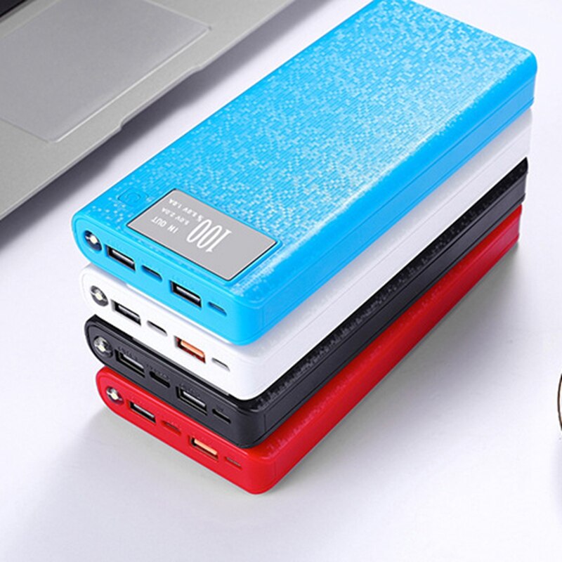 8 x 18650 18w  qc 3,0 power bank shell case box lcd display type c usb  qc 3,0 port fast charger box shell