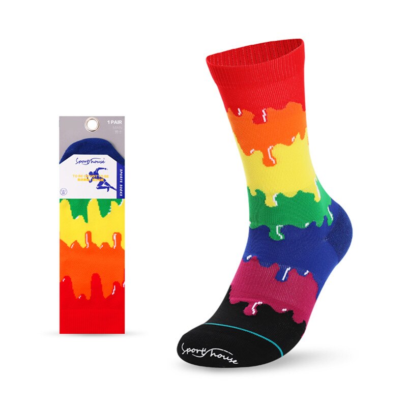 3 Paar Mannen Katoen Regenboog Sokken Handdoek Bodem Neutrale Multi-Functionele Mode Sport Zweet-Absorberende Deodorant Ademend Trendy: 5