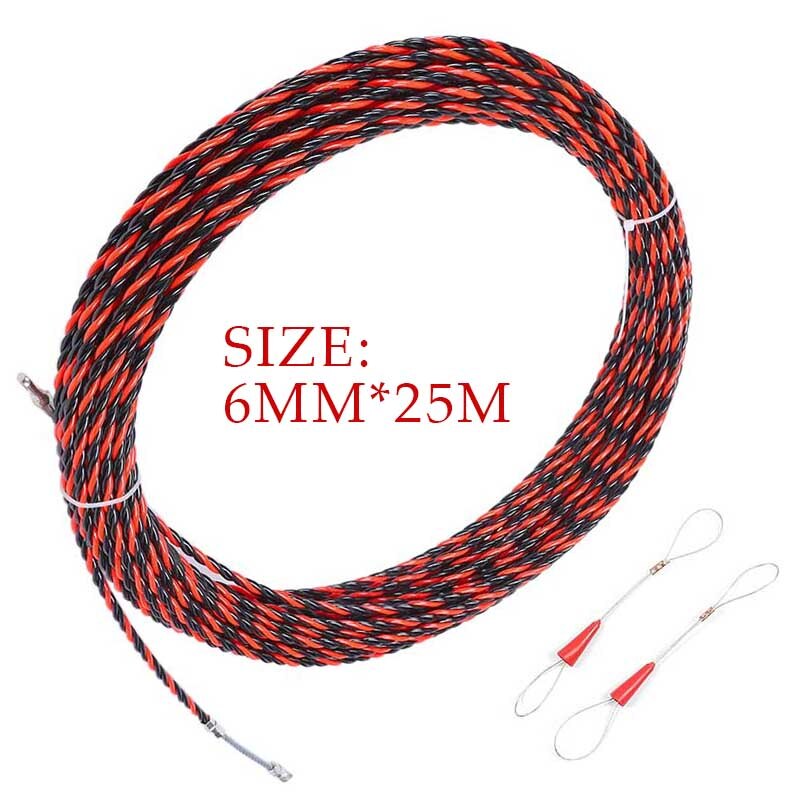 5-50M 6mm Kabel Abzieher Fiberglas Elektrische Kabel Draht Abzieher Elektrische Werkzeug Nylon Elektrische Kabel drücken Abzieher Band Draht: 25M