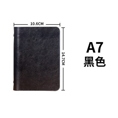 A7 Kleine Notebook Met Hard Retro Cover Leather Mini Pocket Boek Losse Notepad Briefpapier Notebooks Office Accessoires: Black