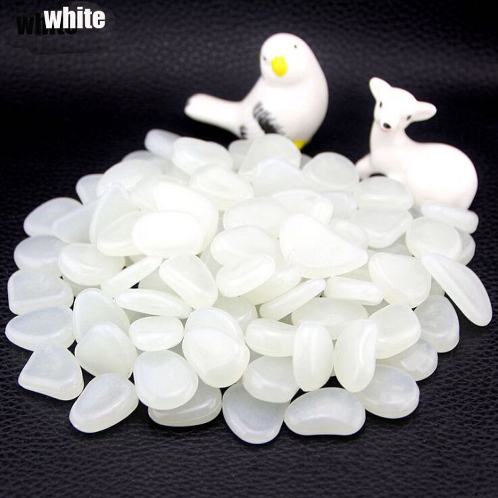 50Pcs Garden Pebbles Glow Stones Rocks for Walkways Garden Path Patio Lawn Garden Yard Decor Luminous Stones: White