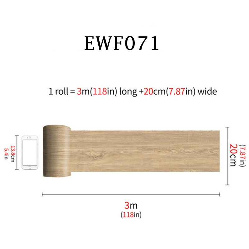 20x300cm Waterproof PVC Vinyl Wood Grain Self Adhesive Wallpaper Kitchen Living Room Wall Floor Stickers: I