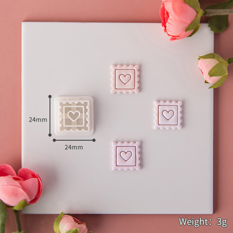 Serie del Día de San Valentín, moldes de corte de arcilla polimérica, cortadores con forma de corazón de amor para pendientes DIY, fabricación de decoración de joyería: Transparente