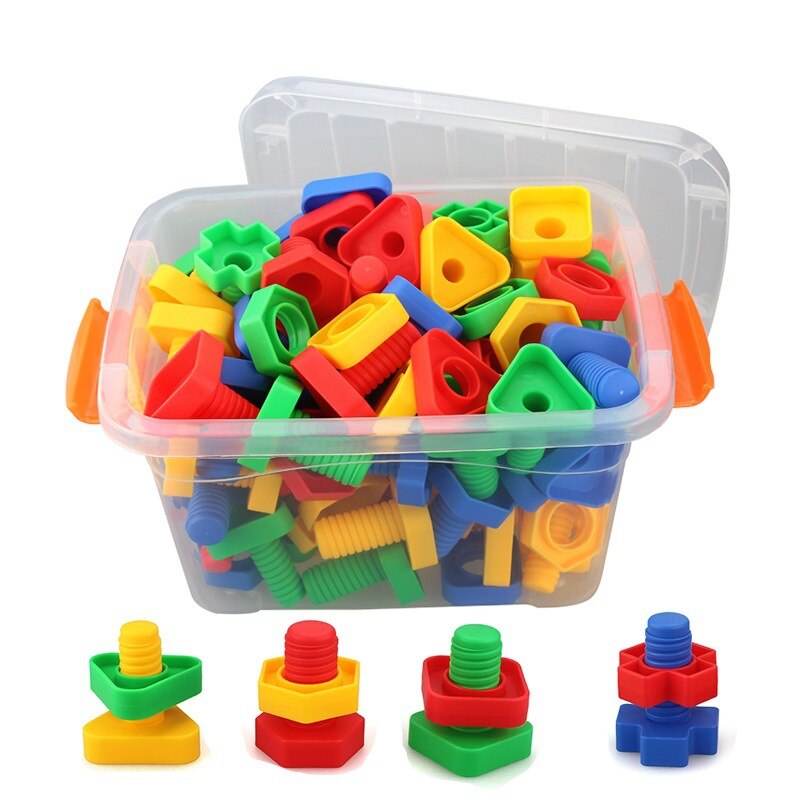 Store skrue legetøj store skruer sæt farve figurer matcher spillet 4 x 5cm større skruer til baby børn samling legetøj pædagogiske spil blokke: 32 par boks sæt