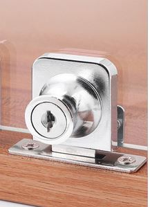 Glass display cabinet/Showcase locks, Zinc Alloy,5-8mm glass, single/Double door,No need drilling,DIY cabinet,easy to install: Single door