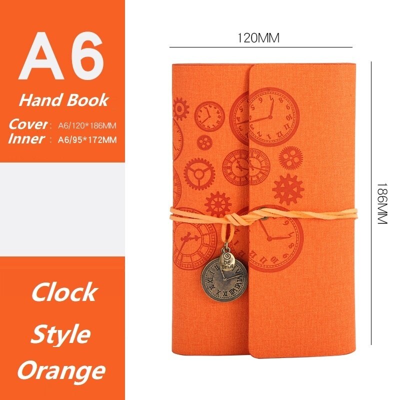 Retro Style Hand Book A6 Spiral Ring Binder Leather Notepad Small Notebook: Orange