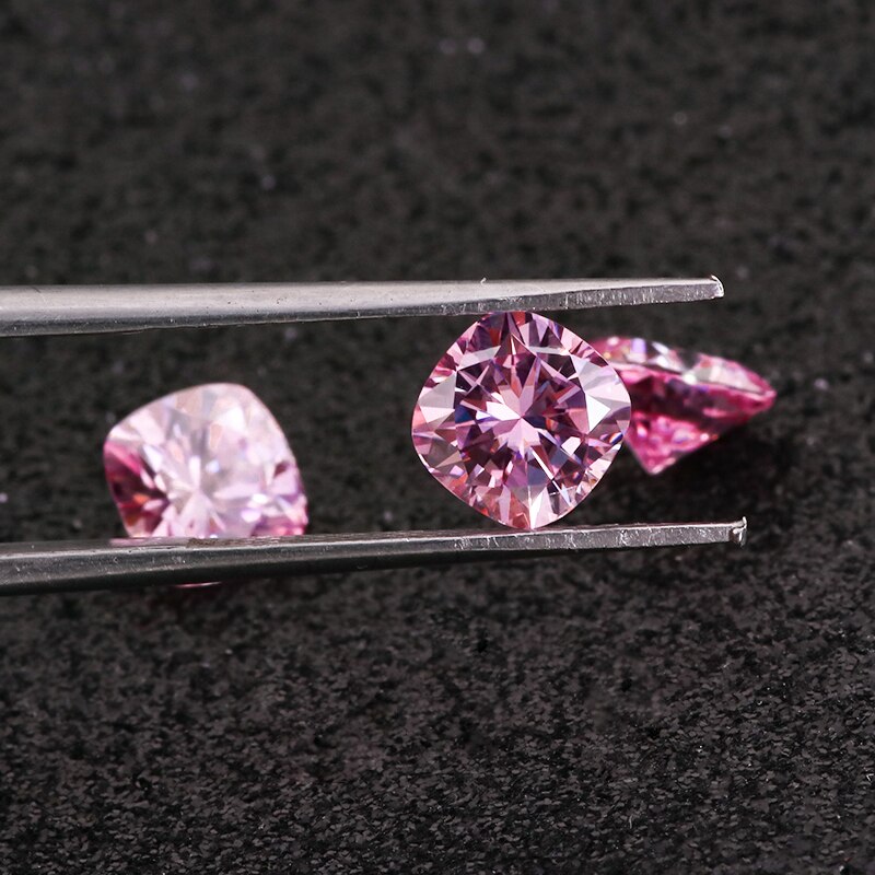 Lyserød farve lab diamant moissanit farvet moissanit 0.6ct 5 x 5mm 3 fremragende pude snit til ring armbånd halskæde øreringe