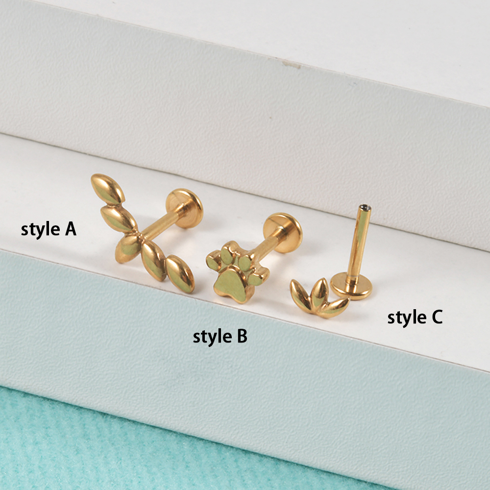 1Pc Rvs Klauw Oren Biculus Kraakbeen Piercing Vijf Marquis Oor Flap Oorbellen Vrouwelijke Punk Labret Lip Piercing Sieraden: green / Goud-kleur