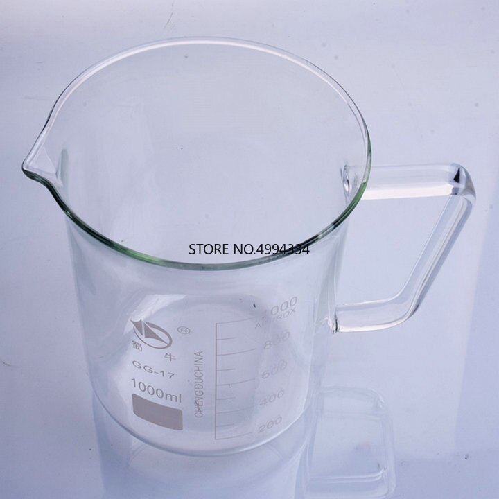 1Pc/ 500 1000 2000ml Glass beaker with handle for Chemistry Glassware