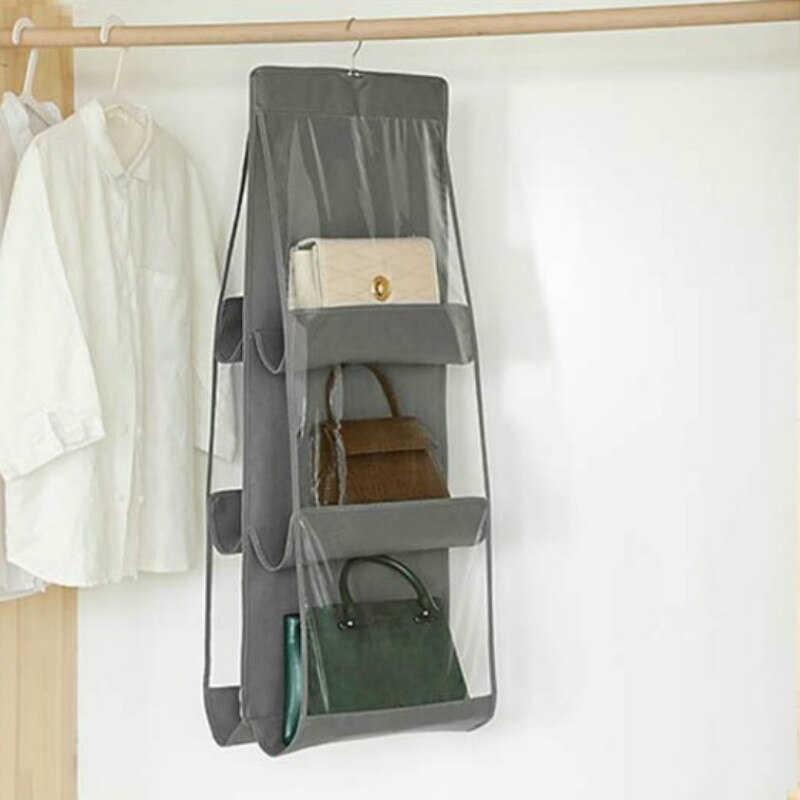 6 tasche Hängen Handtasche Organizer für Schrank Wandschrank transparent Lagerung Tasche Tür Zauberstab Klar vielfältig Schuh Tasche mit Aufhänger Beutel: grau