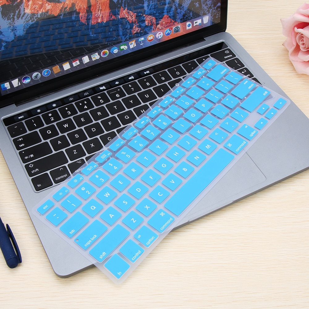 10 färger mjuk silikon tangentbordsfodral klistermärken film för apple macbook pro air 13 " 15 " 17 " eller äldre) datortillbehör