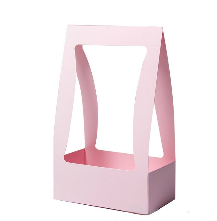 Sacs à fleurs portables pliables, sacs pour bouquets de fleurs, boîte avec poignée, sac d&#39;emballage en papier étanche, sac de transport de fleurs pour fleuriste: Pink / 2pcs