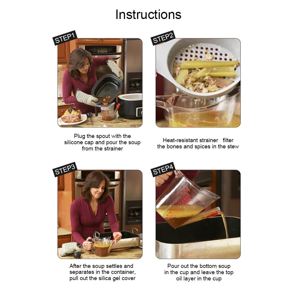 Multifunctional Good Grips With Scale Fat Gravy Separator Gravy Measuring Cup Wake-up Meat Pot Soup Collection Kitchen Tools