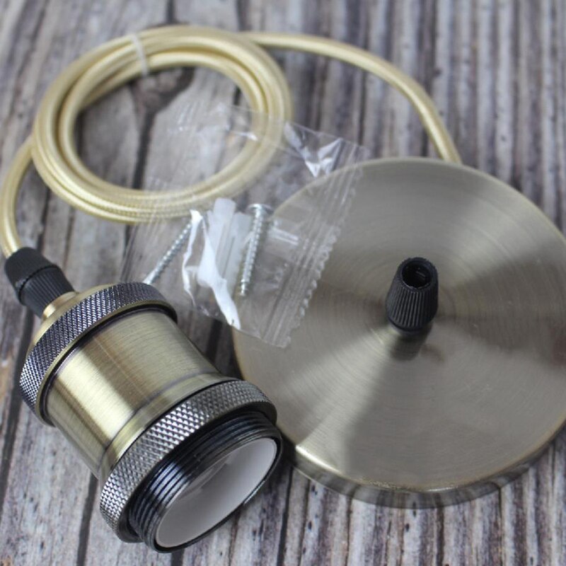 1PC E27 Vintage Lamp Ceiling Light Fitting Pendant Lamp Bulb Holder Base Metal Iron Lamp Holder with Wire 1.2M