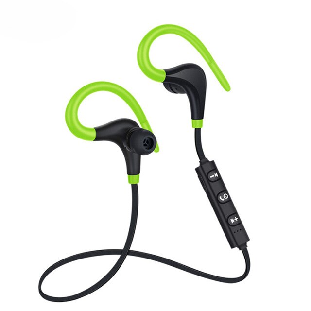 Bluetooth Draadloze Oortelefoon Stereo Oorhaak Sport Ruisonderdrukking Koptelefoon Met Microfoon Headset Voor Xiaomi Iphone Huawei: green