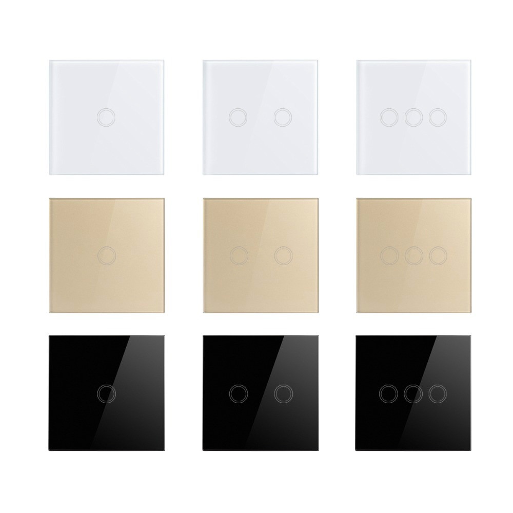 EU/UK Standard Bonda Wall Switch, Light Touch Switch 2 Gang 1 Way AC110V-240V Wall Touch Switch